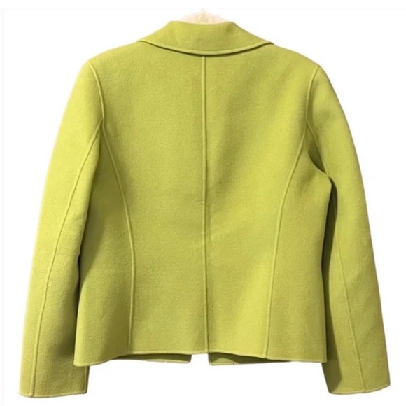 Talbots 100% Wool Open Front Blazer Jacket Sz 10 Avacado Green VTG Made In Korea - Picture 2 of 9